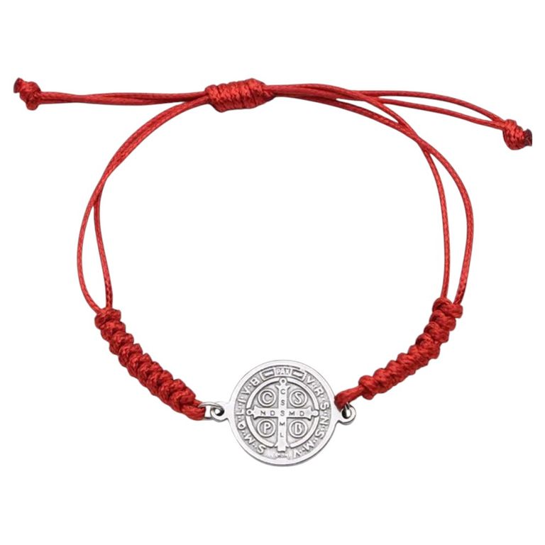 Pulsera Hilo Rojo Trenzado San Benito Acero Rojo TALLA UNICA