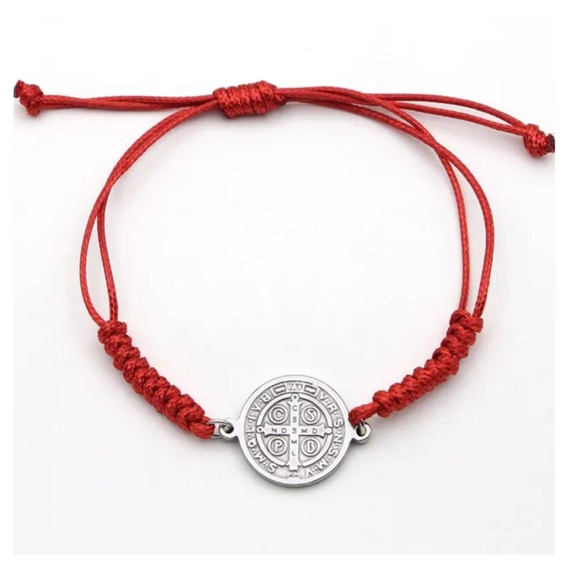 TODOJOYAS - Pulsera Hilo Rojo Trenzado San Benito Acero