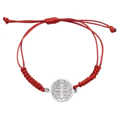 TODOJOYAS - Pulsera Hilo Rojo Trenzado San Benito Acero
