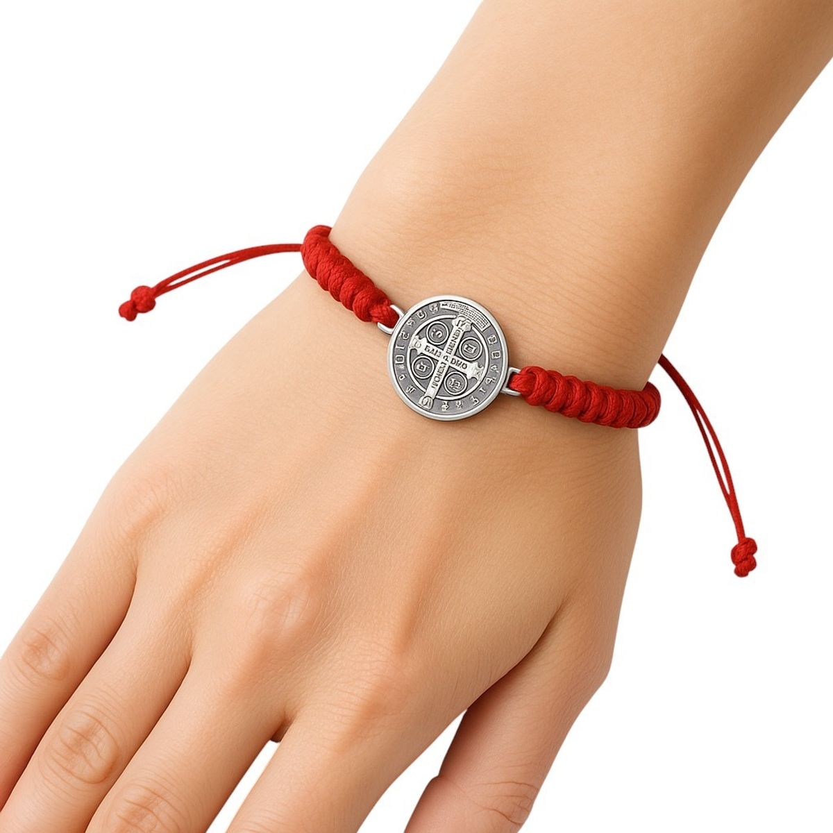 TODOJOYAS - Pulsera Hilo Rojo Trenzado San Benito Acero