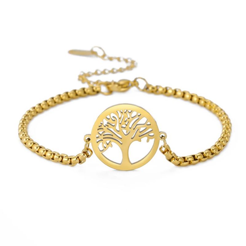 TODOJOYAS - Pulsera Arbol de la Vida Dorado Acero