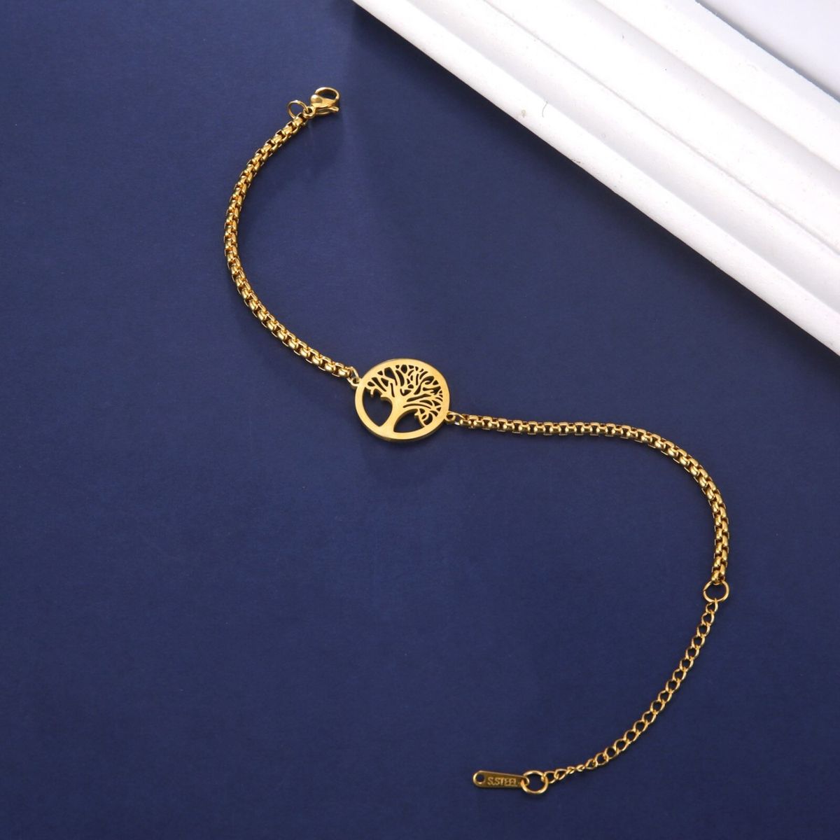TODOJOYAS - Pulsera Arbol de la Vida Dorado Acero