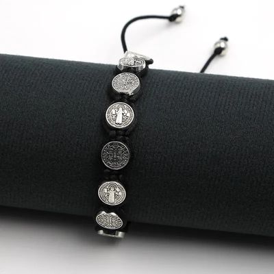 Imagen 2 del producto Pulsera Hilo Negro San Benito Protector 10 Medallas