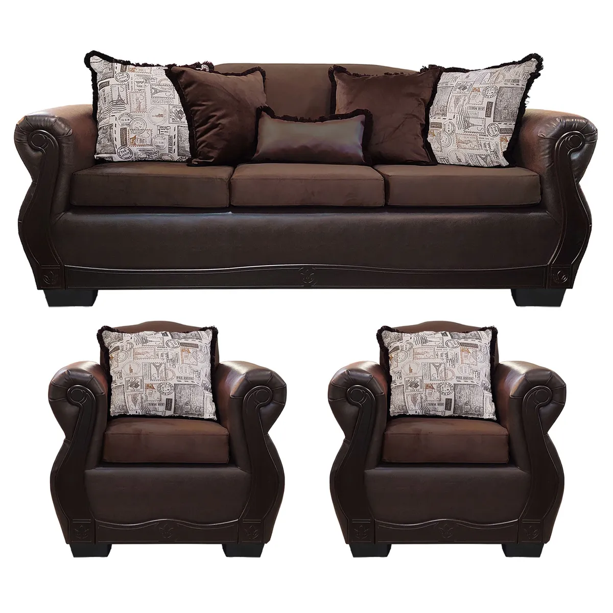 AMERICA DECORA - Living Con Resorte Estructural 6 Cuerpos 4+1+1 Gran Santi Class