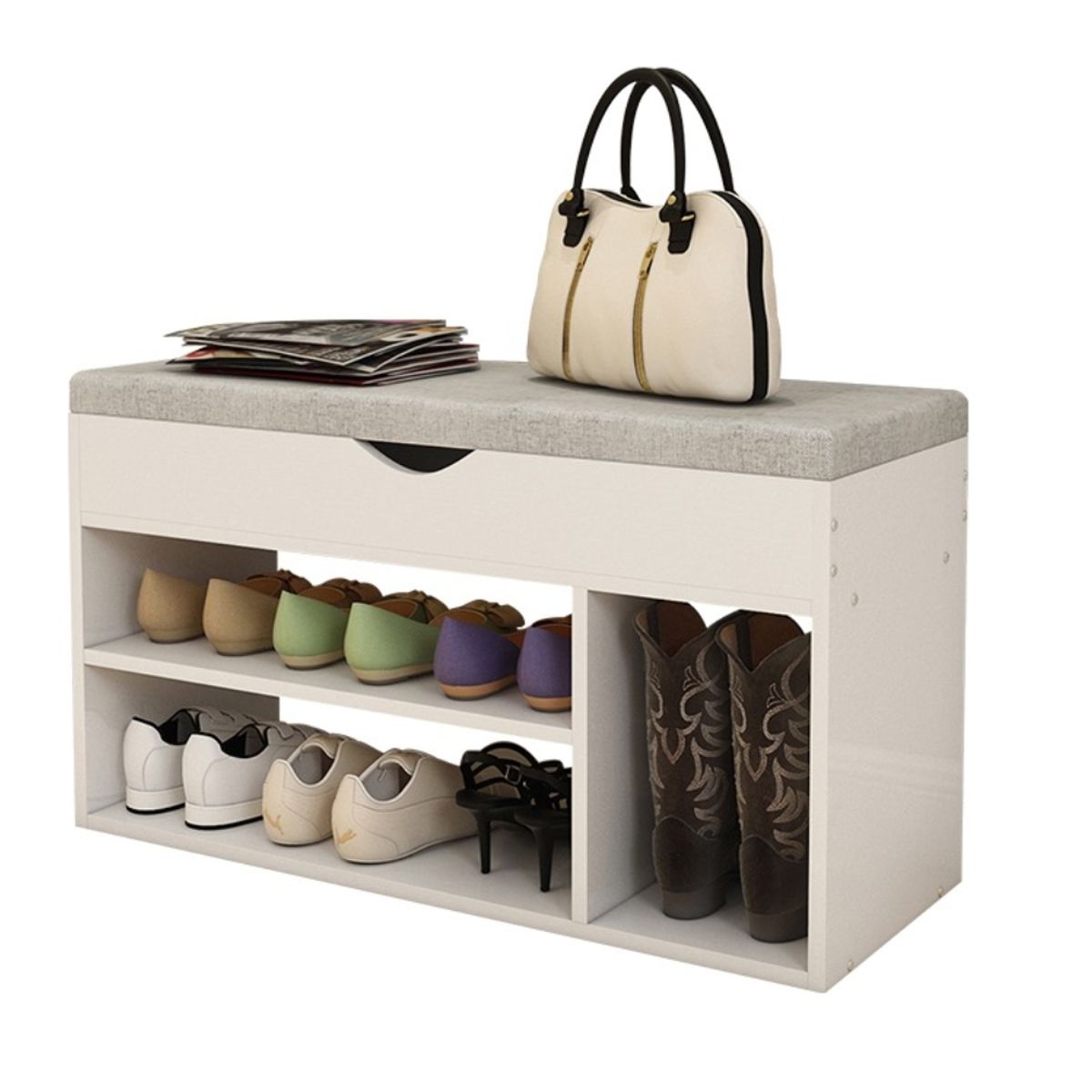 HOMER DESIGN - Zapatero Organizador Zapatos Banca Probador De Zapato Bota con cajon