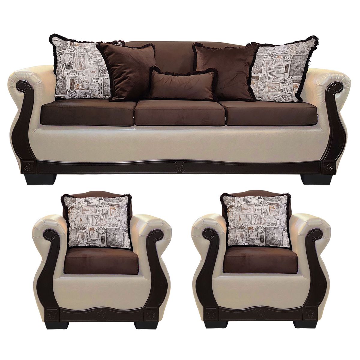 AMERICA DECORA - Living Con Resorte Estructural 6 Cuerpos 4+1+1 Gran Santi Class