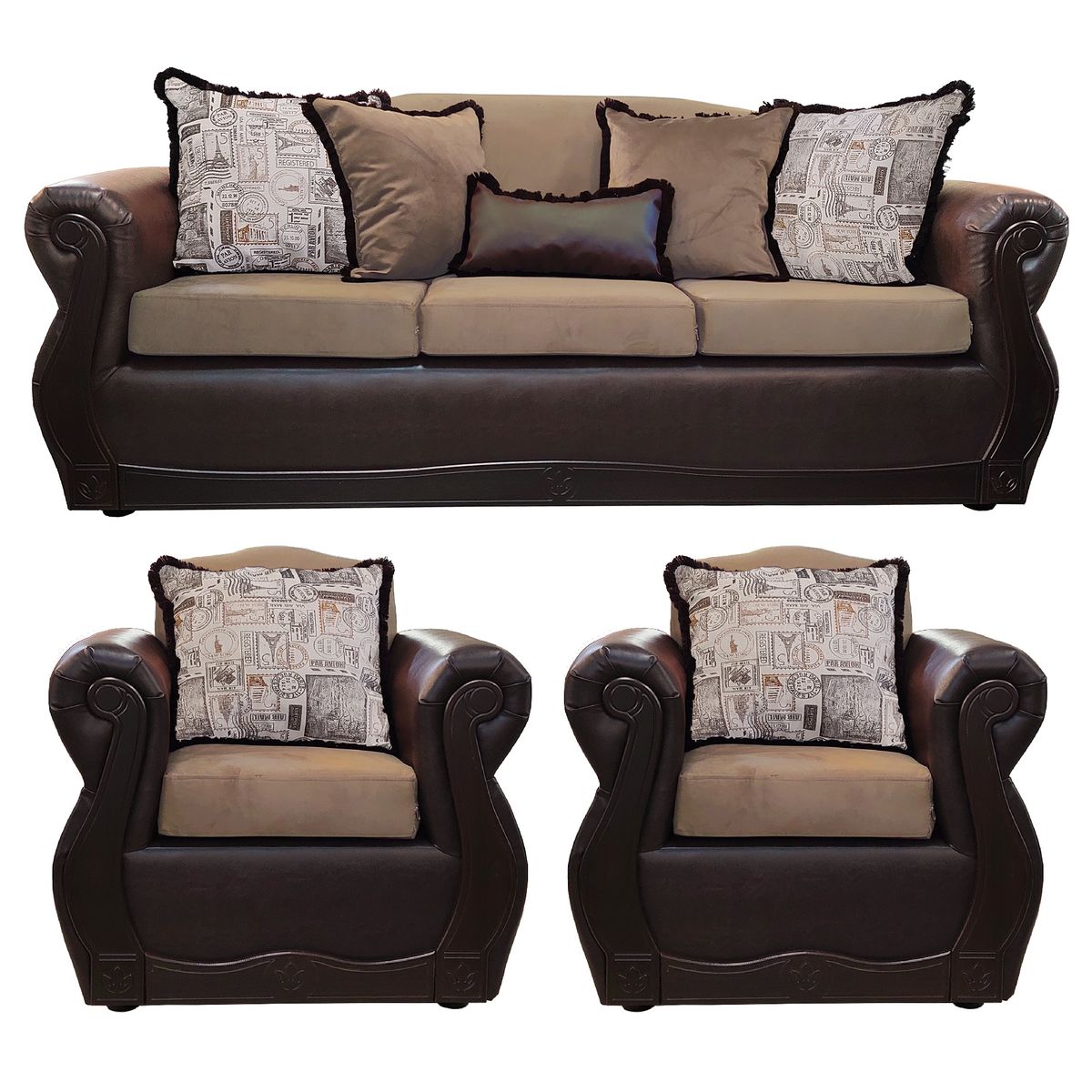 AMERICA DECORA - Living Con Resorte Estructural 6 Cuerpos 4+1+1 Gran Santi Class