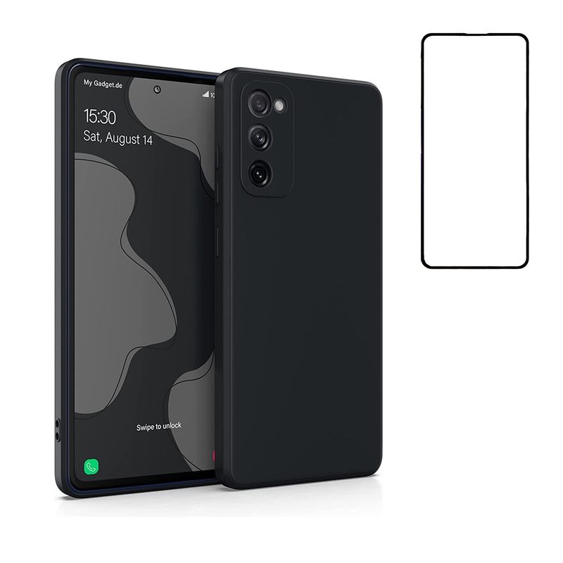 GENERICO - Carcasa Silicona Para Samsung S20 FE Negro con Lamina Completa