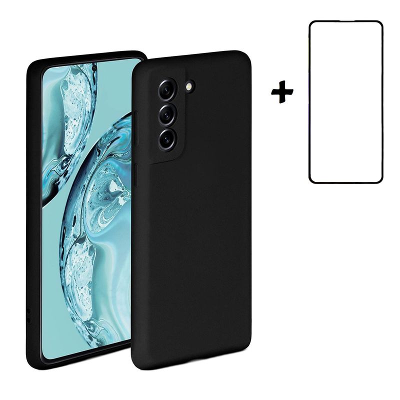 GENERICO - Carcasa Silicona Para Samsung S21 FE Negro con Lamina Completa