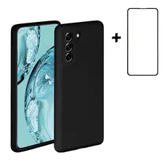 GENERICO - Carcasa Silicona Para Samsung S21 FE Negro con Lamina Completa
