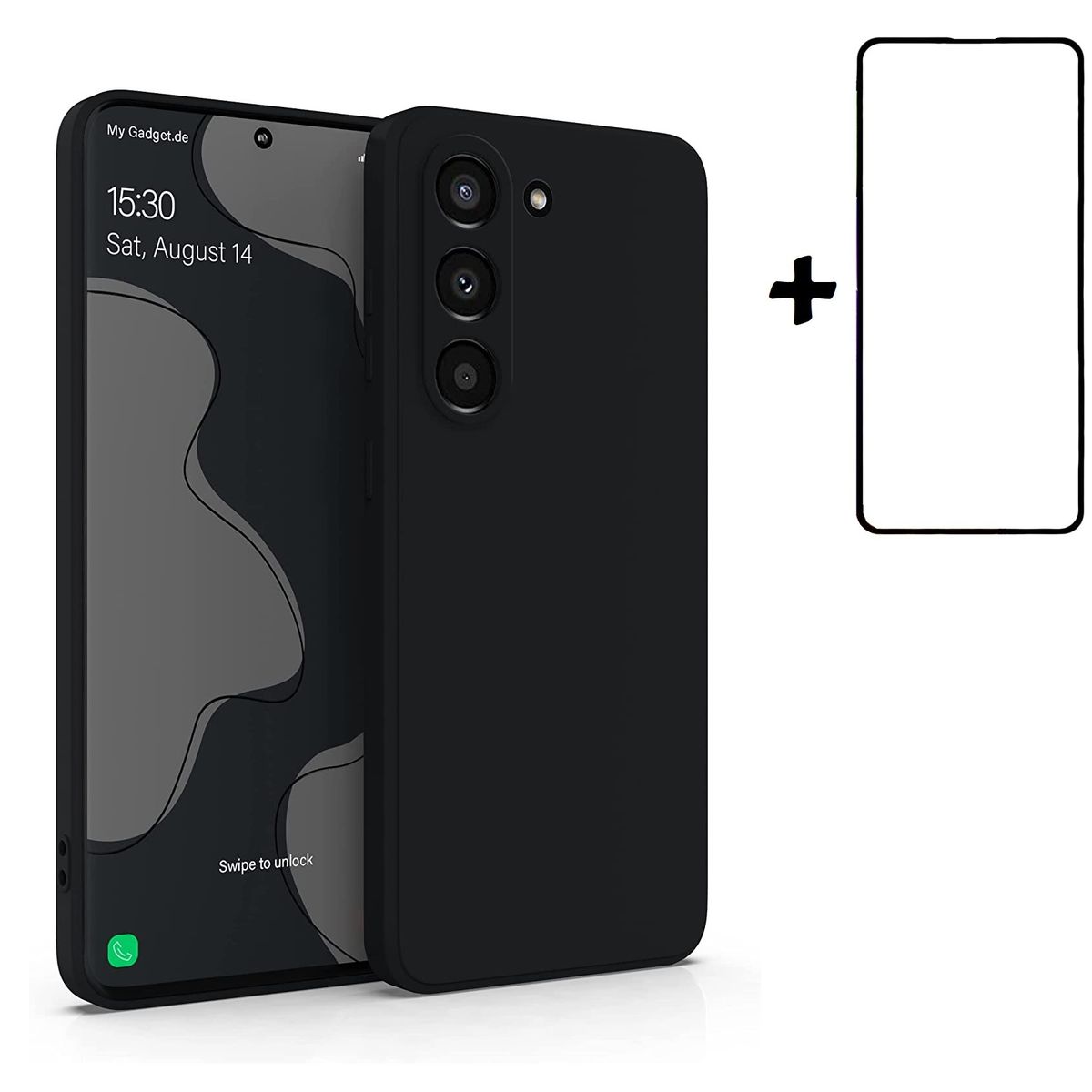 GENERICO - Carcasa Silicona Para Samsung S23 Plus 5G Negro  Lamina Completa