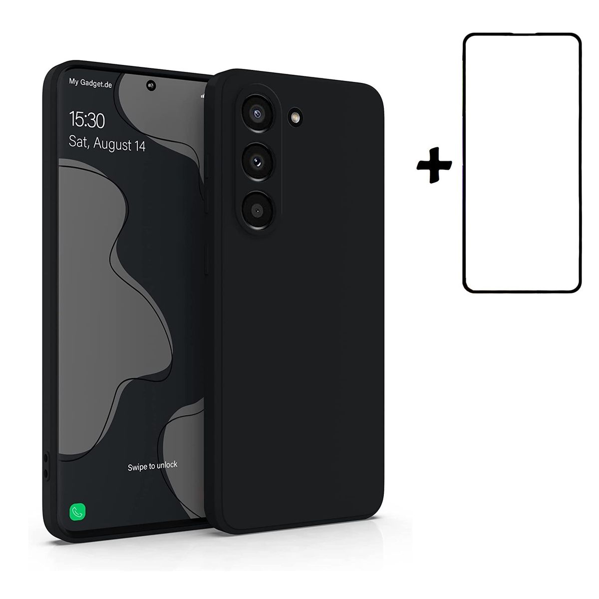 GENERICO - Carcasa Silicona Para Samsung S23 Plus 5G Negro  Lamina Completa