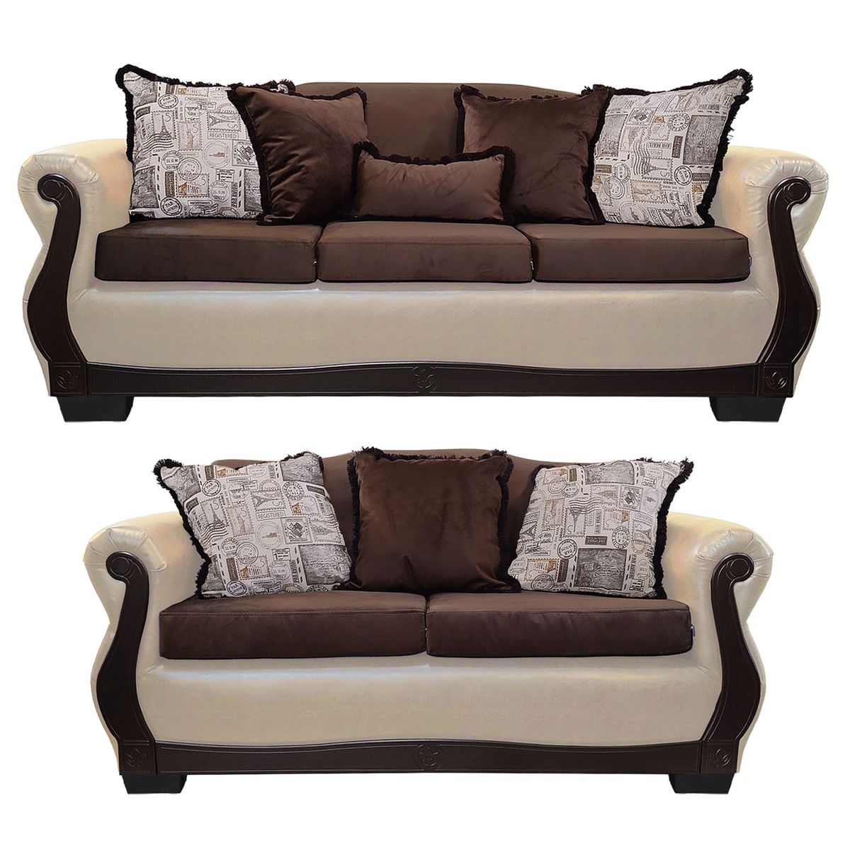 AMERICA DECORA - Living Con Resorte Estructural 7 Cuerpos 4+3 Gran Santi Class