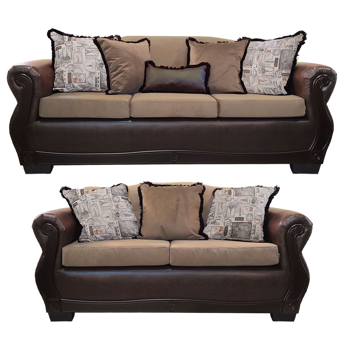 AMERICA DECORA - Living Con Resorte Estructural 7 Cuerpos 4+3 Gran Santi Class