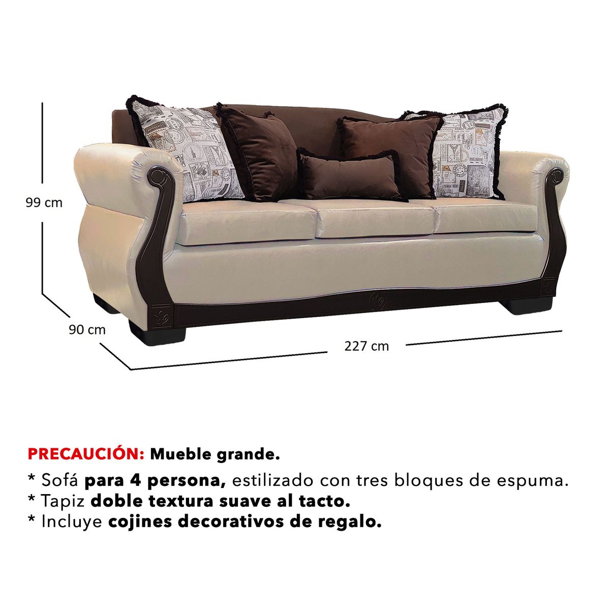 AMERICA DECORA - Living Con Resorte Estructural 9 Cuerpos 4+3+1+1 Gran Santi Class