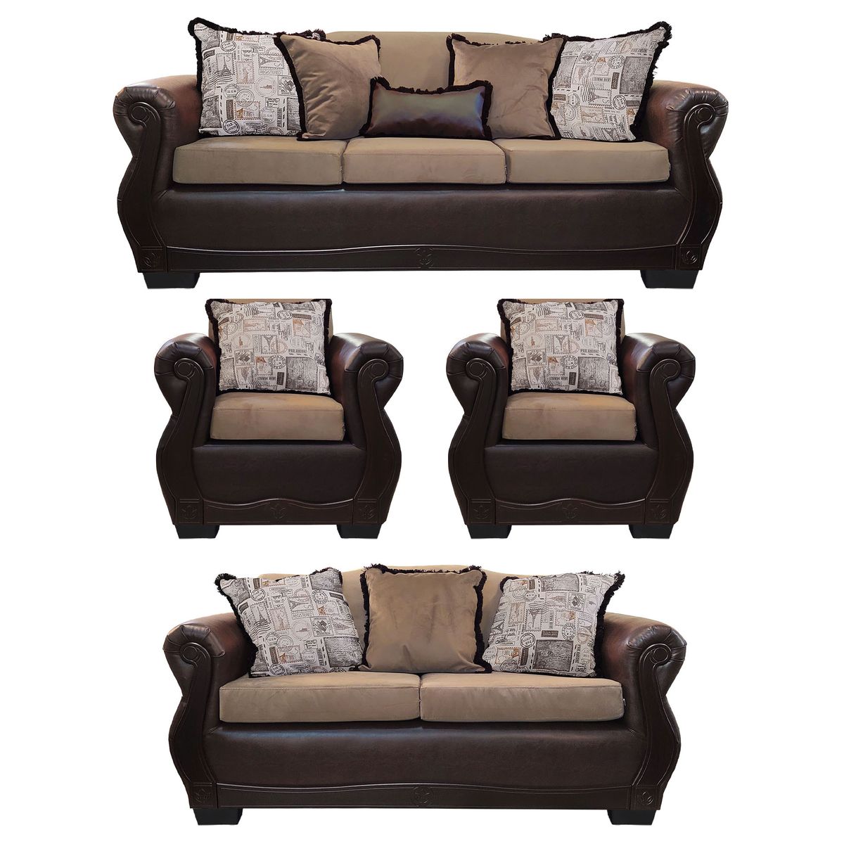 AMERICA DECORA - Living Con Resorte Estructural 9 Cuerpos 4+3+1+1 Gran Santi Class