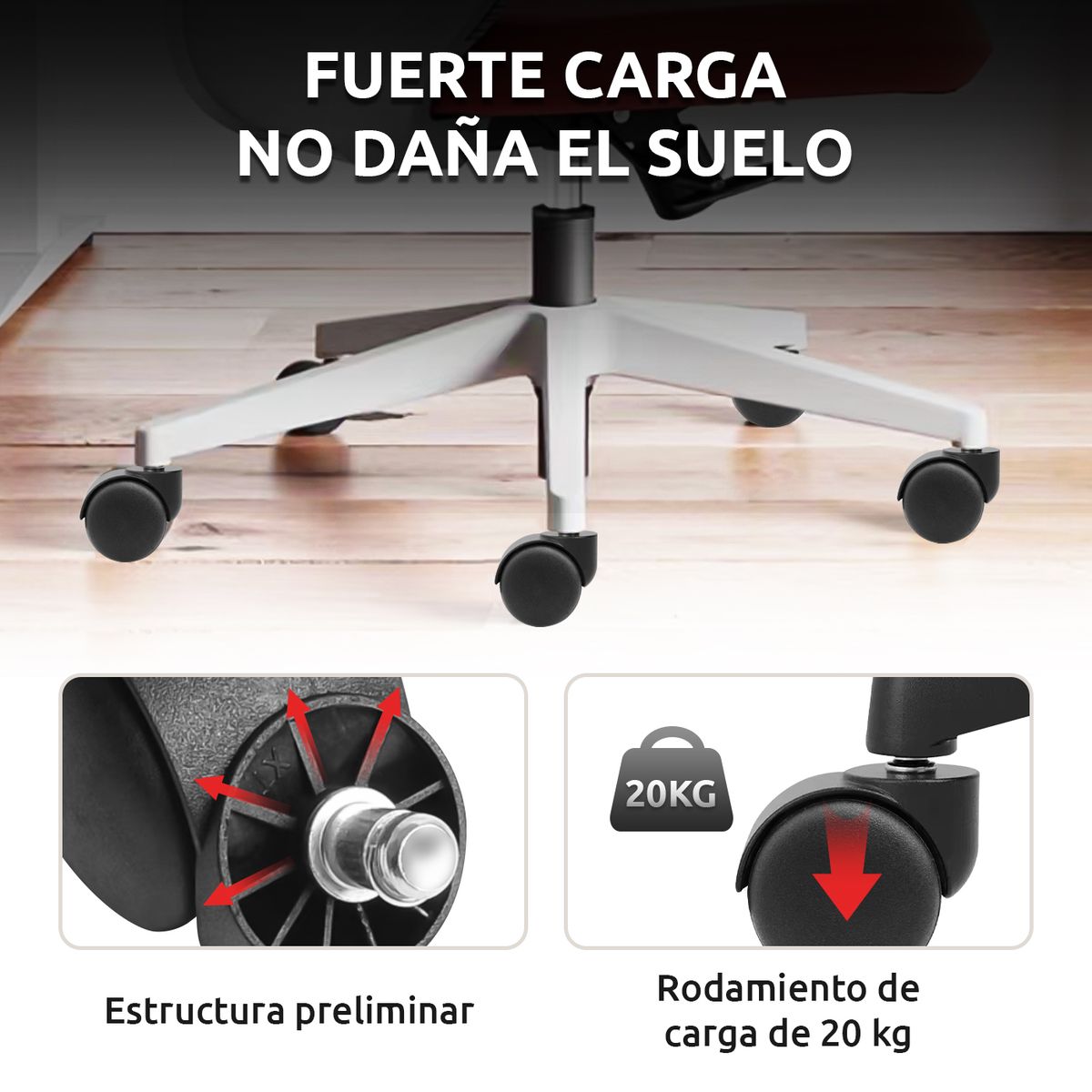 VIDITA - Set 5 Ruedas Giratorias Universales Para Sillas De Oficina