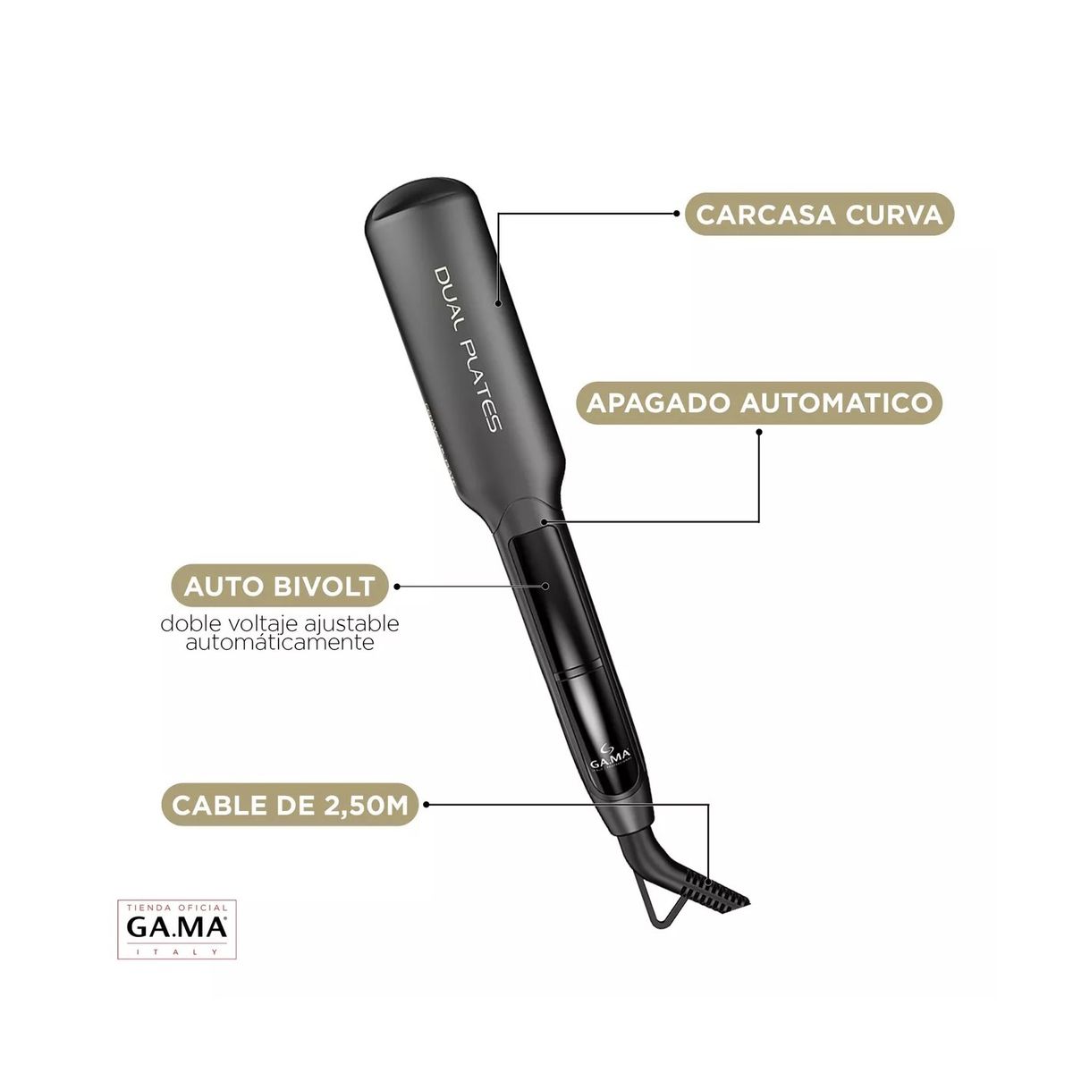 GAMA - Plancha Alisadora Dual Plates Gama Titanio Ceramic Wide Long