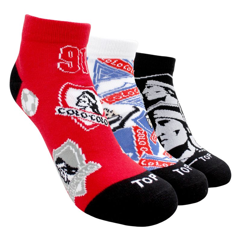 TOP - Calcetines Cortos Algodón Niños Colo-Colo Pack 3 C1 Top