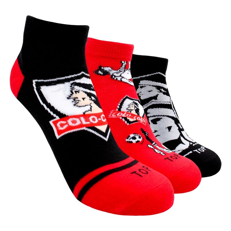 TOP - Calcetines Cortos Algodón Niños Colo-Colo Pack 3 C2 Top