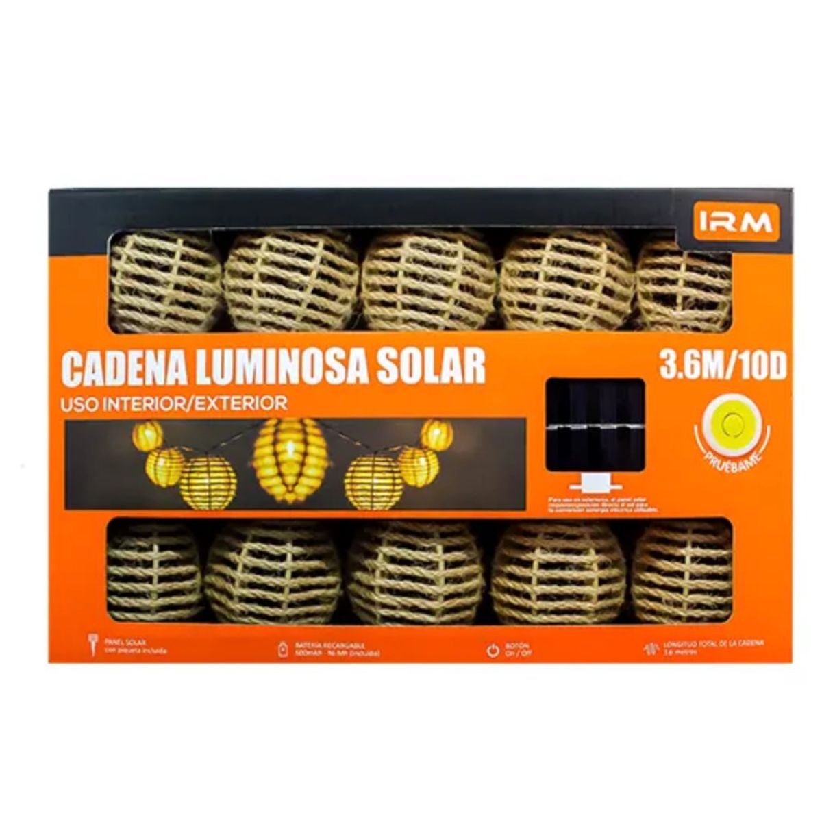 IRM - Set Cadena Luminosa Solar 3.6 Metros Solar Diseño Red