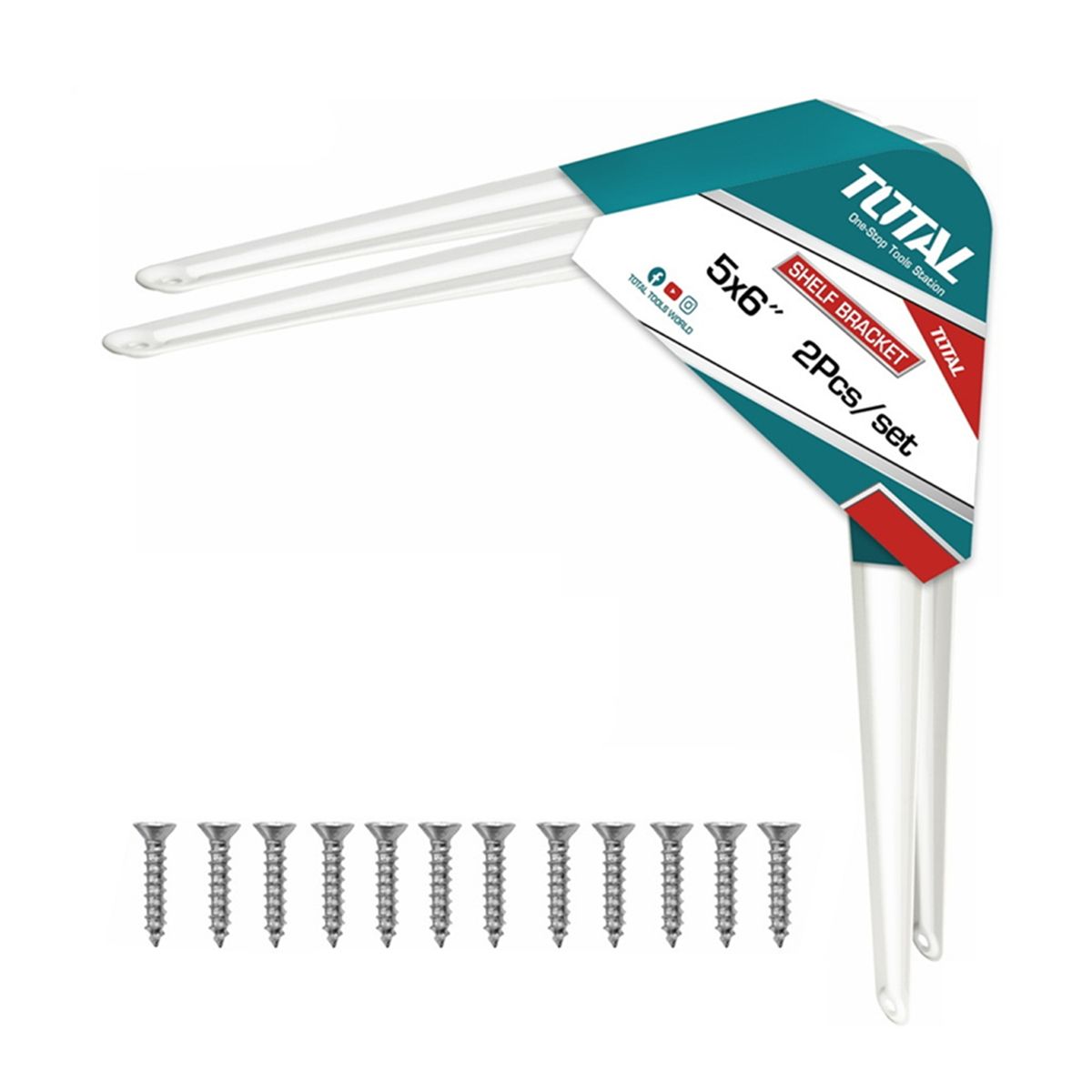 TOTAL TOOLS - Soporte Escuadra Para Repisa Estante 5''x6'' 2 Unds Total