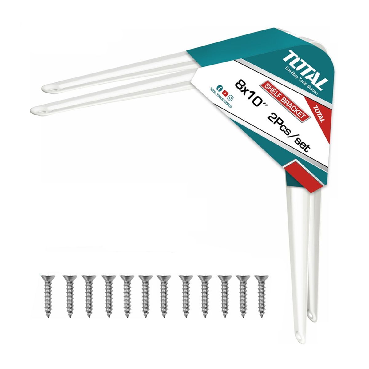 TOTAL TOOLS - Soporte Escuadra Para Repisa Estante 8''x10'' 2 Unds Total