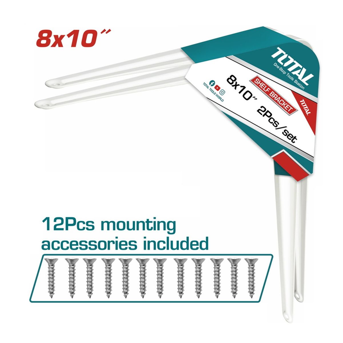 TOTAL TOOLS - Soporte Escuadra Para Repisa Estante 8''x10'' 2 Unds Total