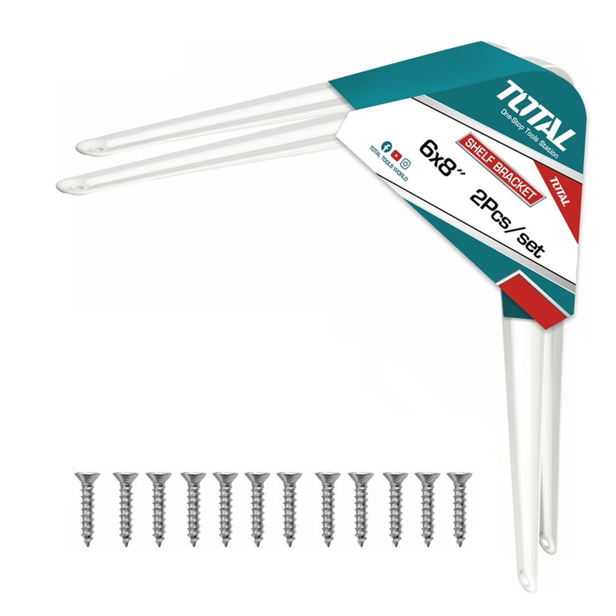 TOTAL TOOLS - Soporte Escuadra Para Repisa Estante 6''x8'' 2 Unds Total