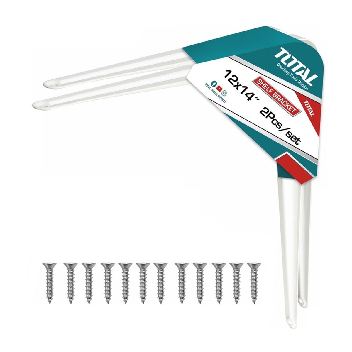 TOTAL TOOLS - Soporte Escuadra Para Repisa Estante 12''x14'' 2 Unds Total