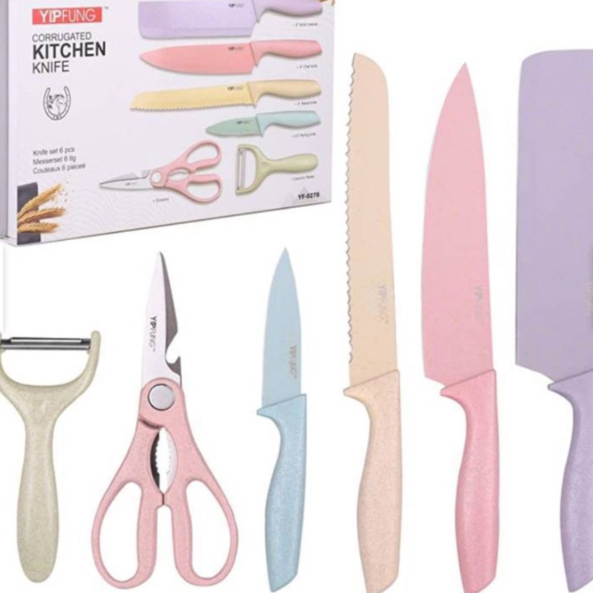 GENERICO - Set De Cuchillos 6 Piezas Recubrimiento Ceramica