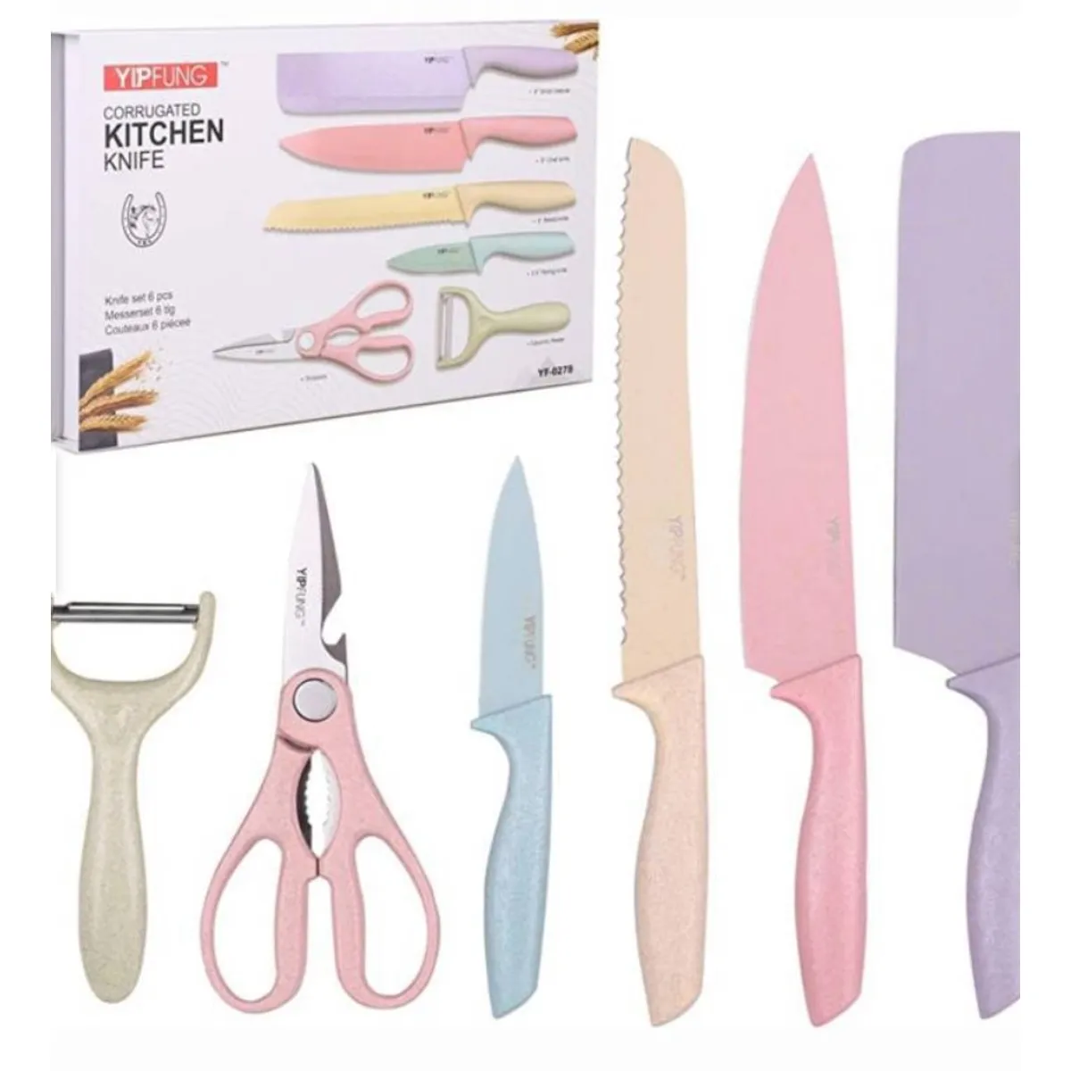 GENERICO - Set De Cuchillos 6 Piezas Recubrimiento Ceramica