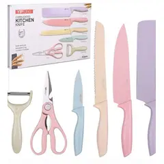 GENERICO - Set De Cuchillos 6 Piezas Recubrimiento Ceramica