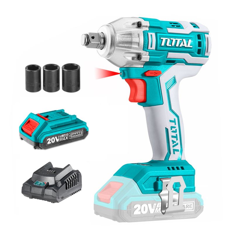 TOTAL TOOLS - Taladro Pistola Llave Impacto 20v Bat Carg Total Tiwli20010
