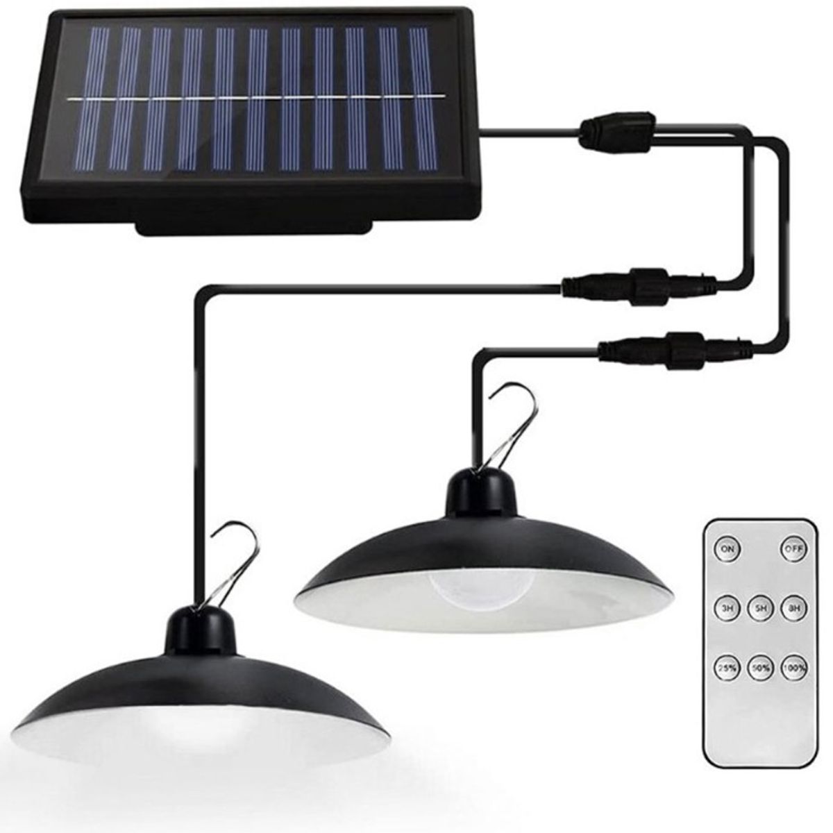 GENERICO - Set 2 Lámpara Colgante Solar LED Panel y Control Remoto 30W IP44