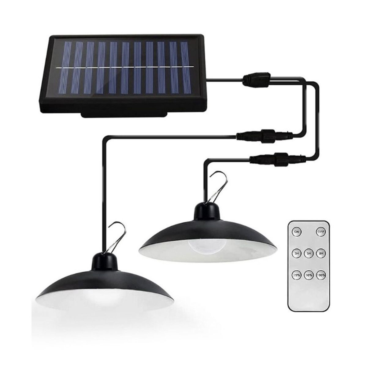 GENERICO - Set 2 Lámpara Colgante Solar LED Panel y Control Remoto 30W IP44