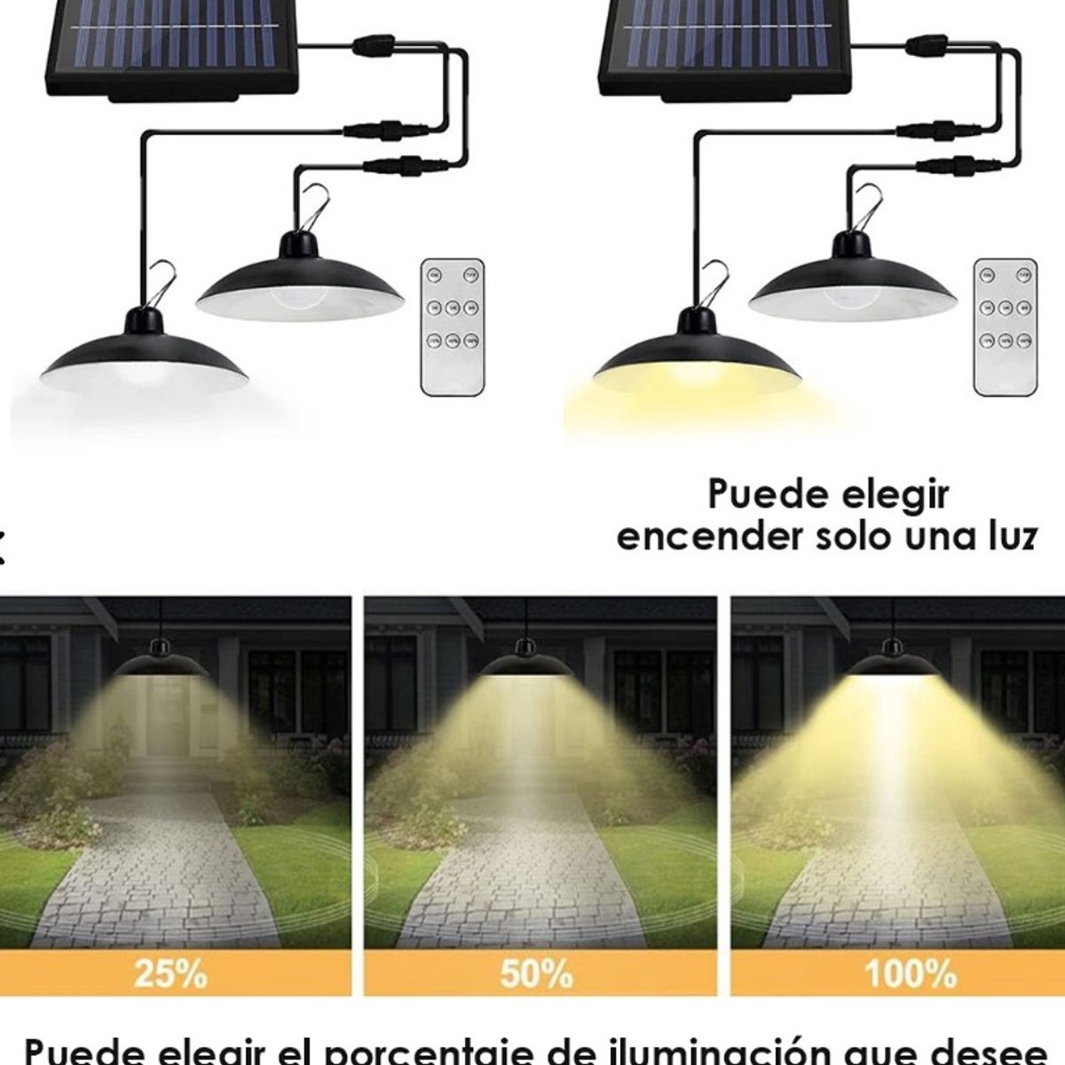 GENERICO - Set 2 Lámpara Colgante Solar LED Panel y Control Remoto 30W IP44