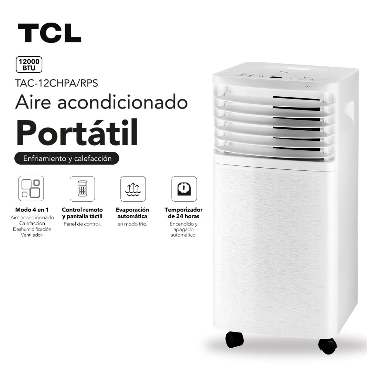 TCL - Aire Acondicionado Portátil Frío-Calor TCL 12000 BTU 4 en 1