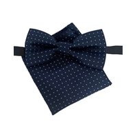 Set corbatin pañuelo azul marino puntos celeste Luciacorbatas