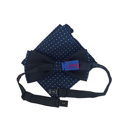 Imagen 2 del producto Set corbatin pañuelo azul marino puntos celeste Luciacorbatas