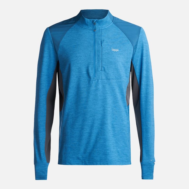 LIPPI - Poleron Hombre Egger 1/4 Zip Melange Azul Lippi