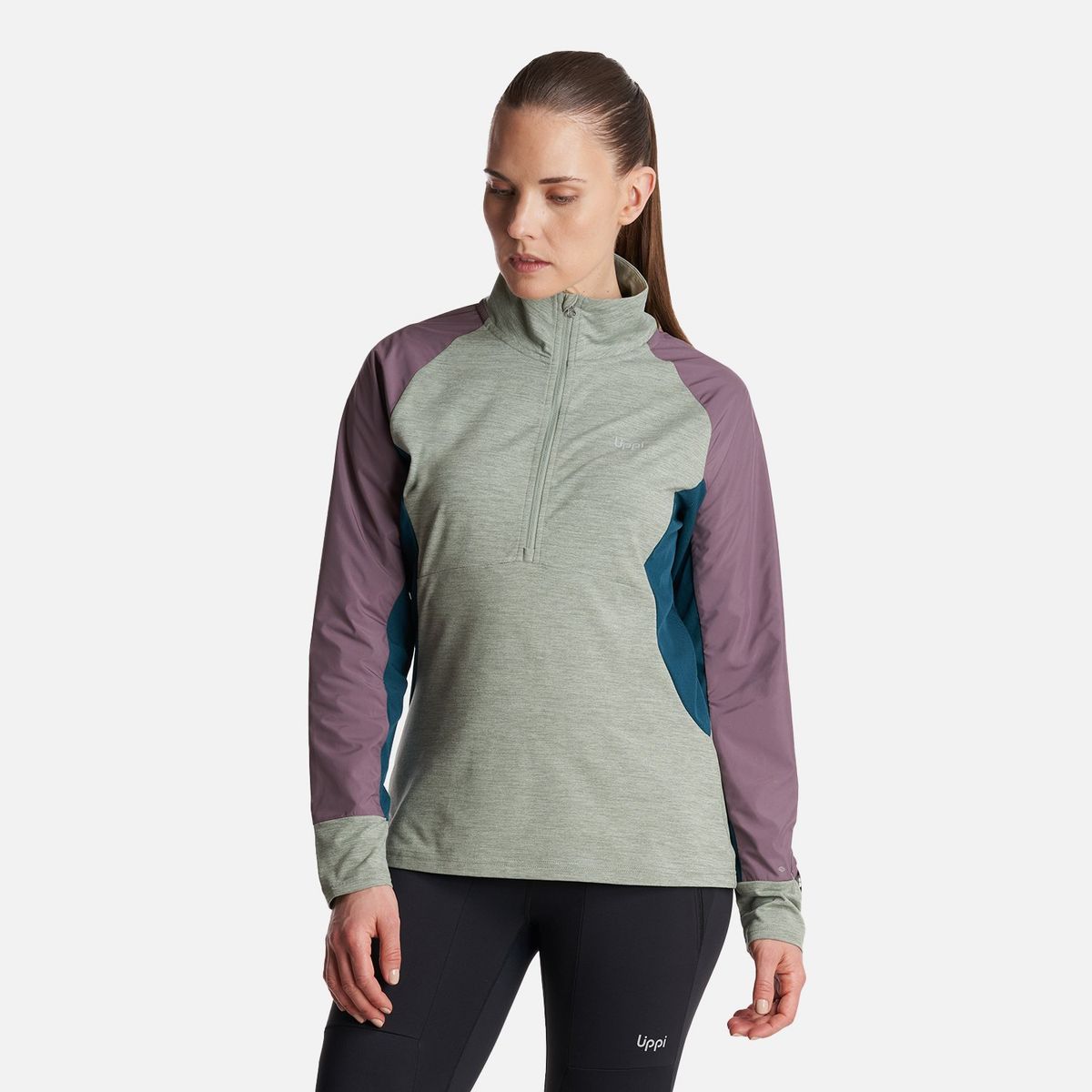 LIPPI - Poleron Mujer  Egger 1/4 Zip Melange Jade Lippi