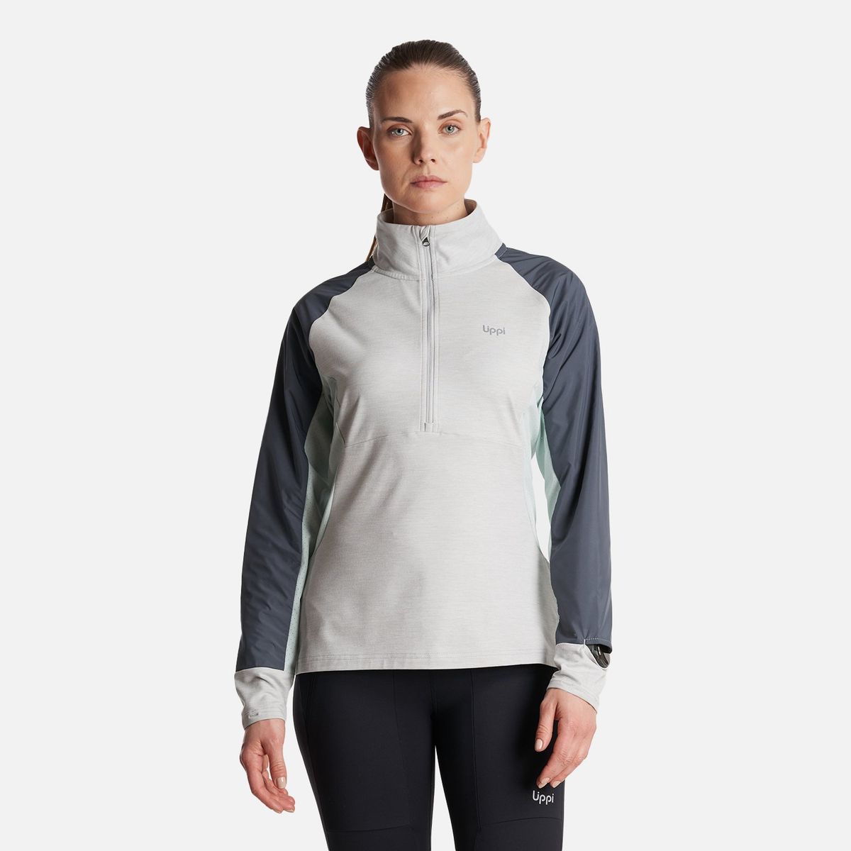 LIPPI - Poleron Mujer  Egger 1/4 Zip Melange Gris Lippi
