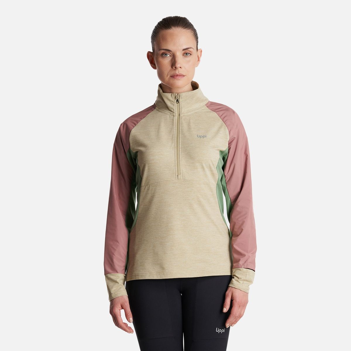 LIPPI - Poleron Mujer  Egger 1/4 Zip Melange Beige Lippi
