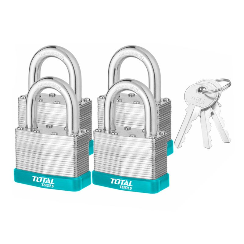 TOTAL TOOLS - Juego 4 Candado De Seguridad 50 Mm Total Tlpk365004