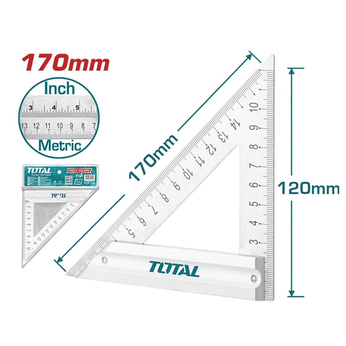 TOTAL TOOLS - Escuadra Angular 170 X 120mm Triangular Carpinteria Total