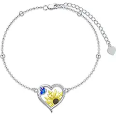 GENERICO - Pulsera Brazalete Plata 925 Girasol Corazon Mariposa Joyas