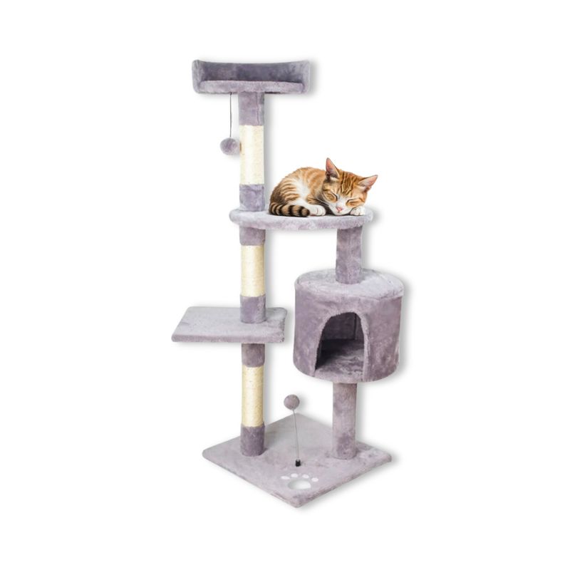 SANTU HOME & DECO - Rascador Repisa Gato Gris 3 Niveles