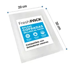 FRESHPACK - 100 Bolsas Sellado Al Vacío Gofradas 20x30 Cms 80 Micras