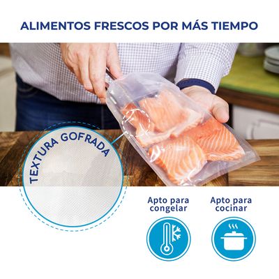 Imagen 2 del producto 100 Bolsas Sellado Al Vacío Gofradas 20x20 Cms + Resistente